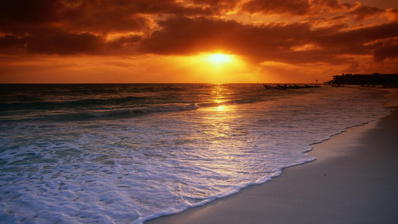 Обои закат, послесвечение, горизонт, море, океан в разрешении 1280x720