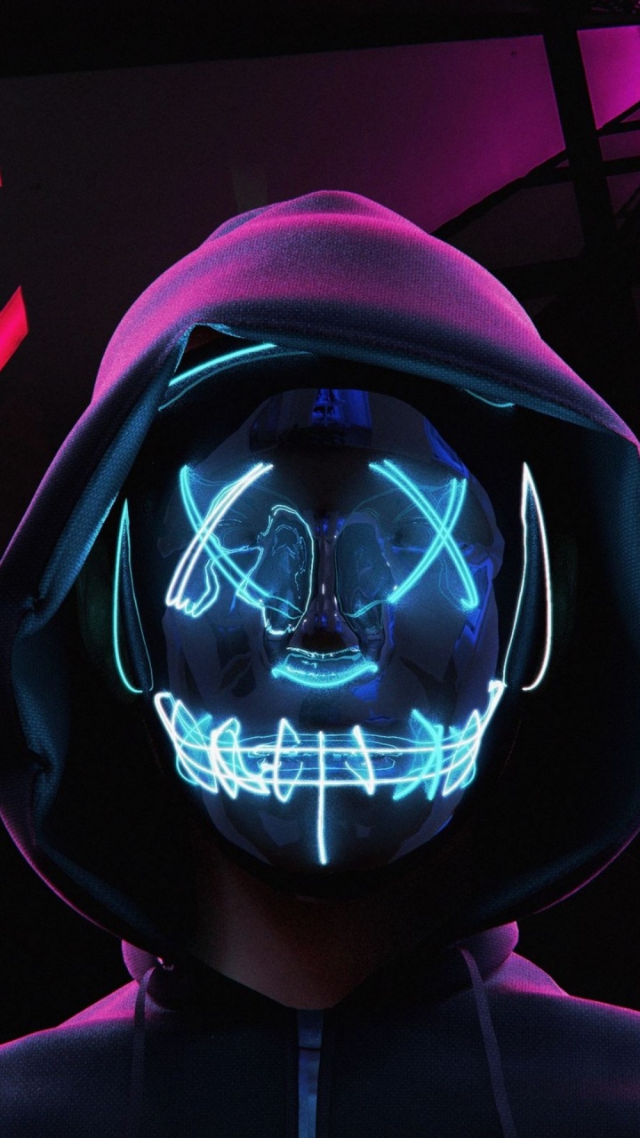 Обои неон, пурпур, черный, пасть, Фиолетовый в разрешении 720x1280