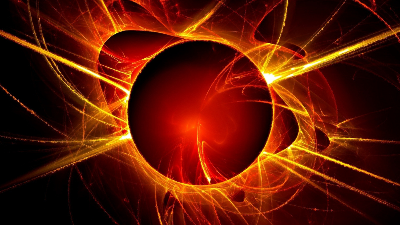 Обои круг, свет, Апельсин, фрактальное искусство, графика в разрешении 1366x768