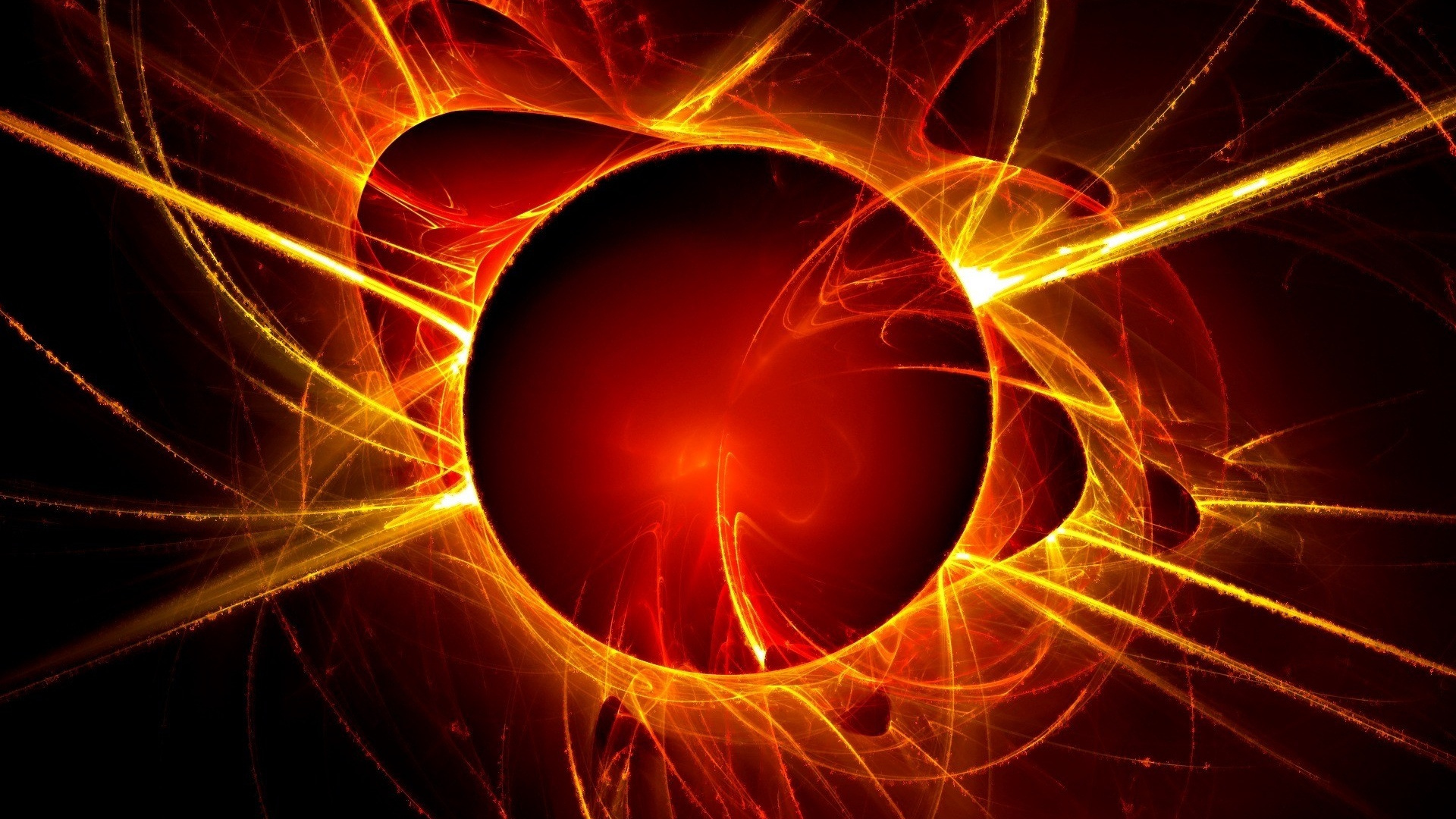 Обои круг, свет, Апельсин, фрактальное искусство, графика в разрешении 1920x1080