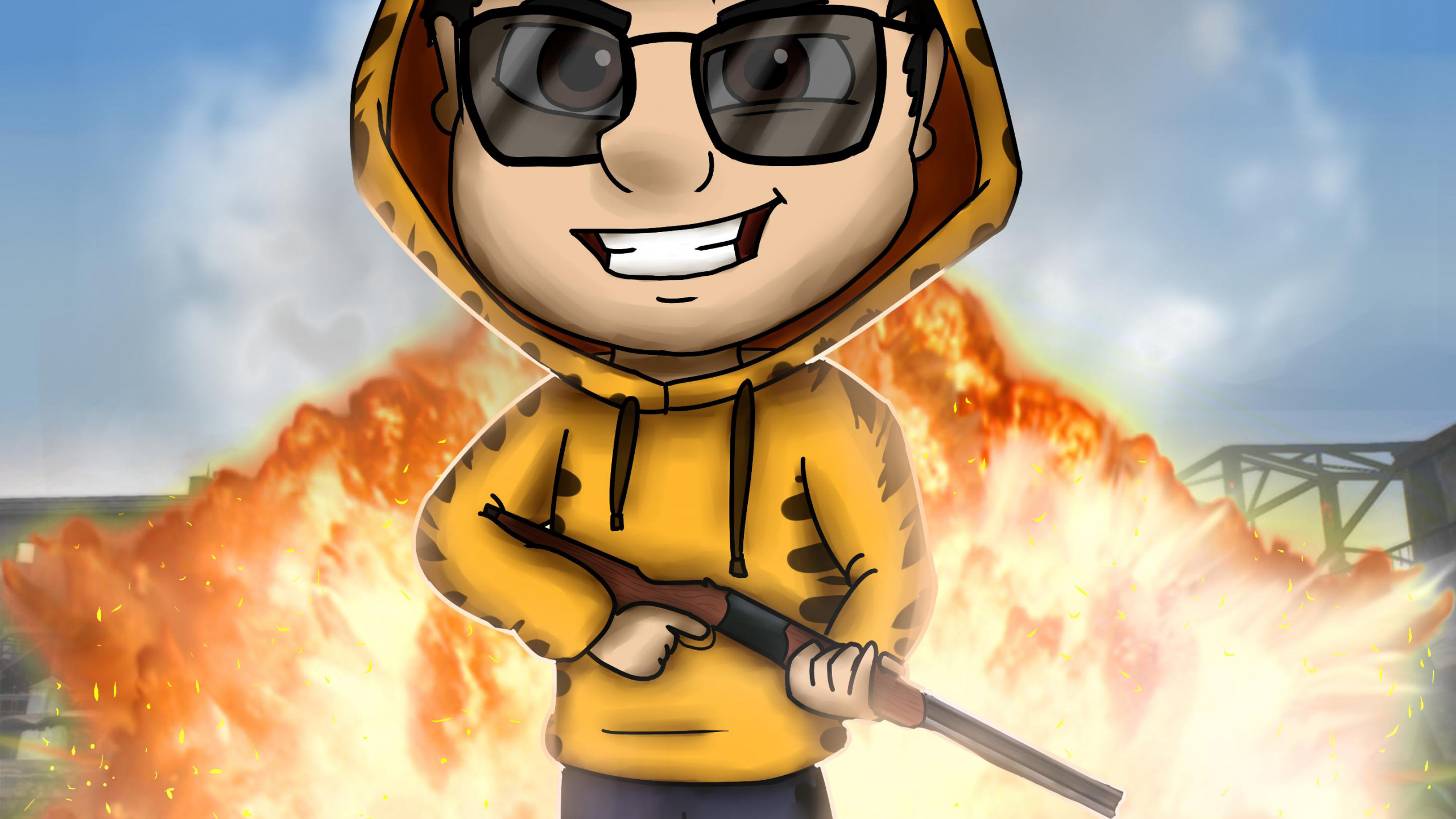 Обои мультфильм, мультик, очки, иллюстрация, анимация в разрешении 2560x1440