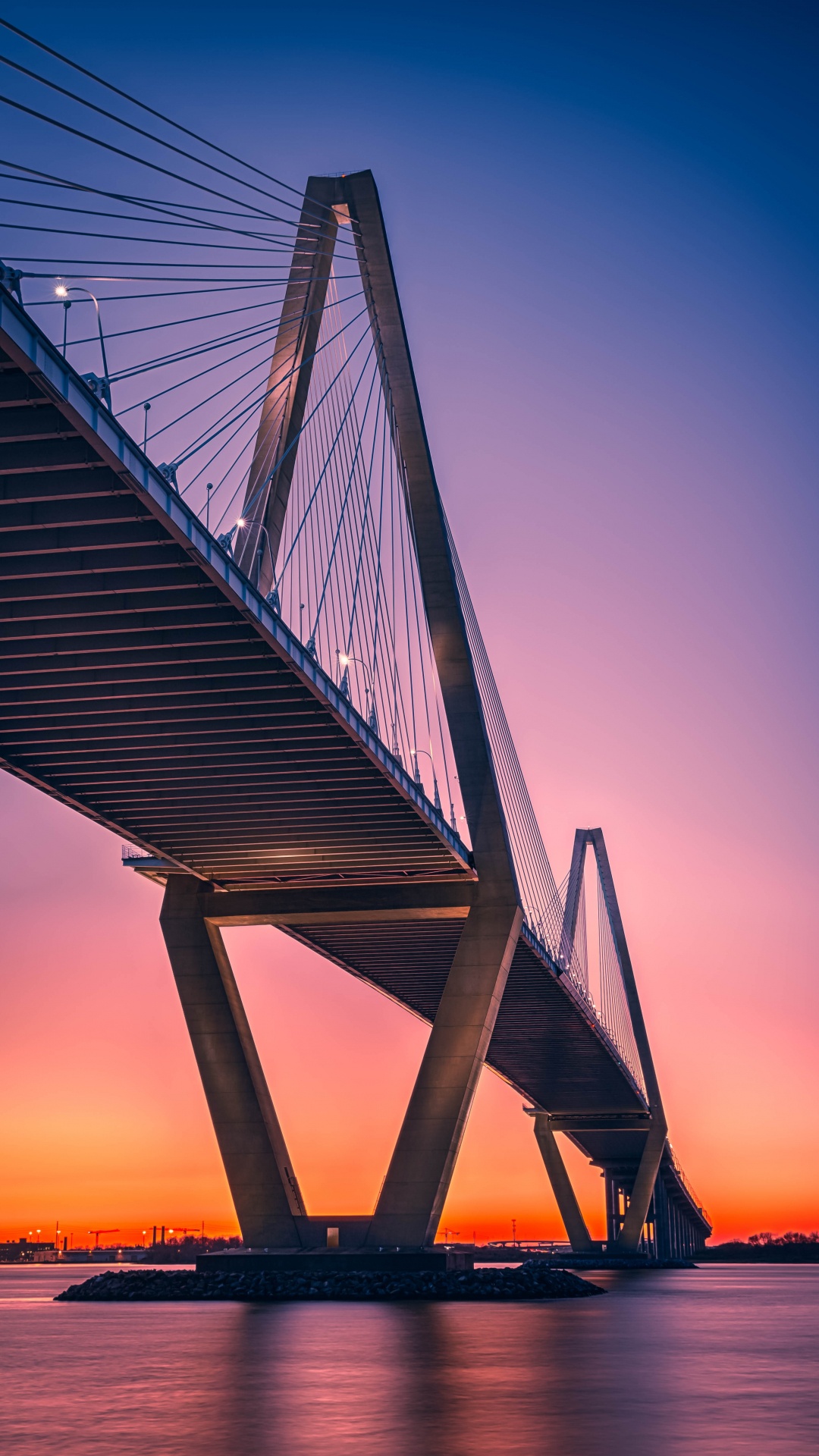 Обои Артур Равенель Мост Младший, вантовый мост, мост, extradosed мост, ориентир в разрешении 1080x1920