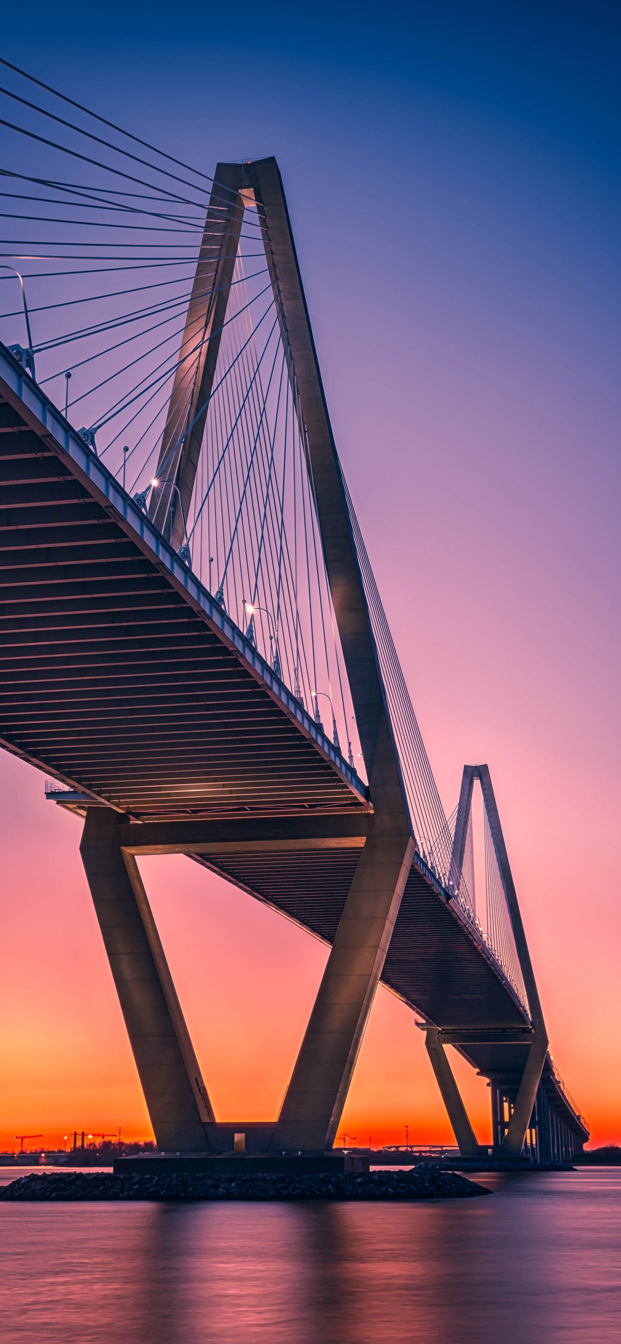 Обои Артур Равенель Мост Младший, вантовый мост, мост, extradosed мост, ориентир в разрешении 1242x2688