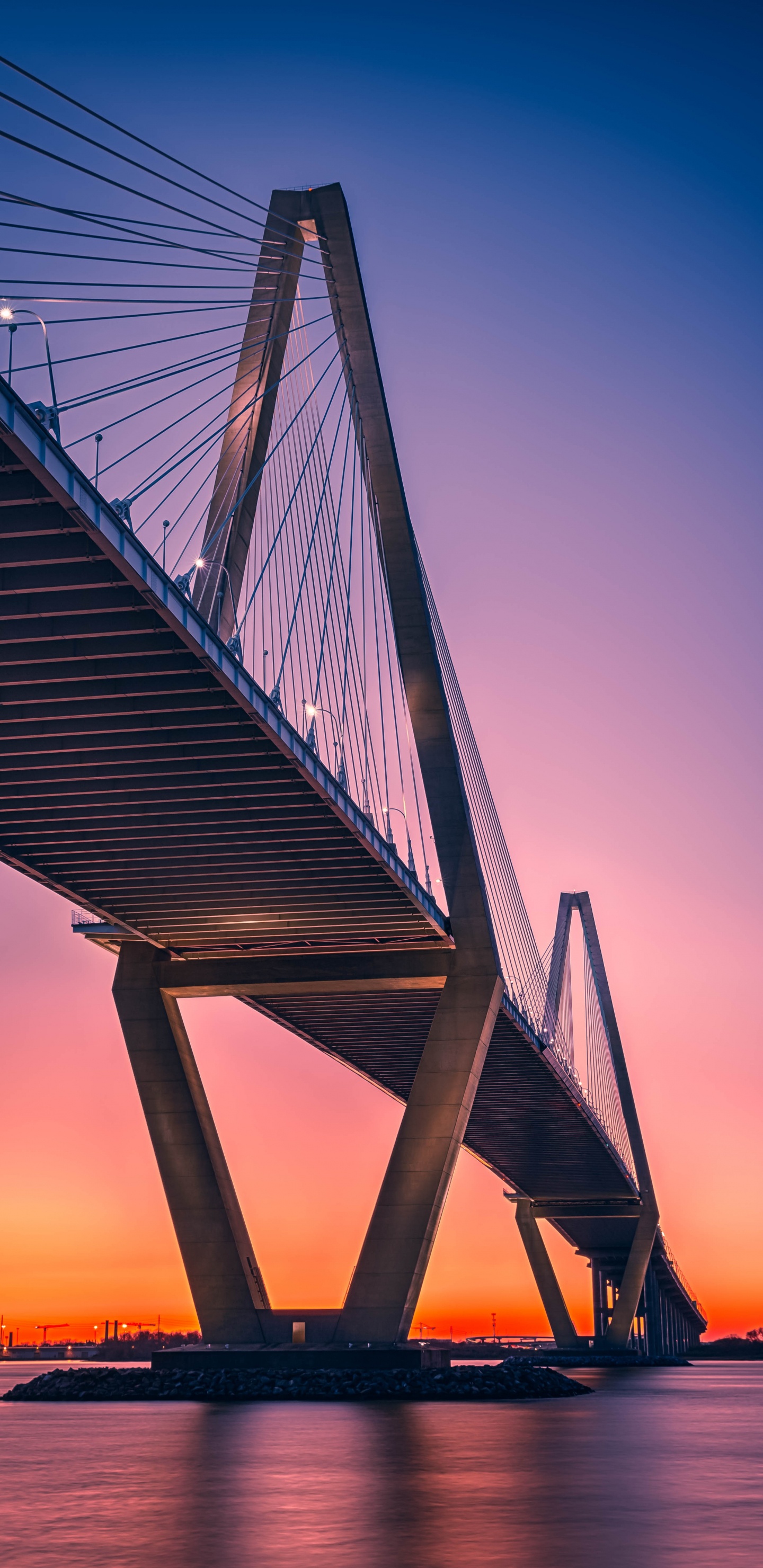 Обои Артур Равенель Мост Младший, вантовый мост, мост, extradosed мост, ориентир в разрешении 1440x2960