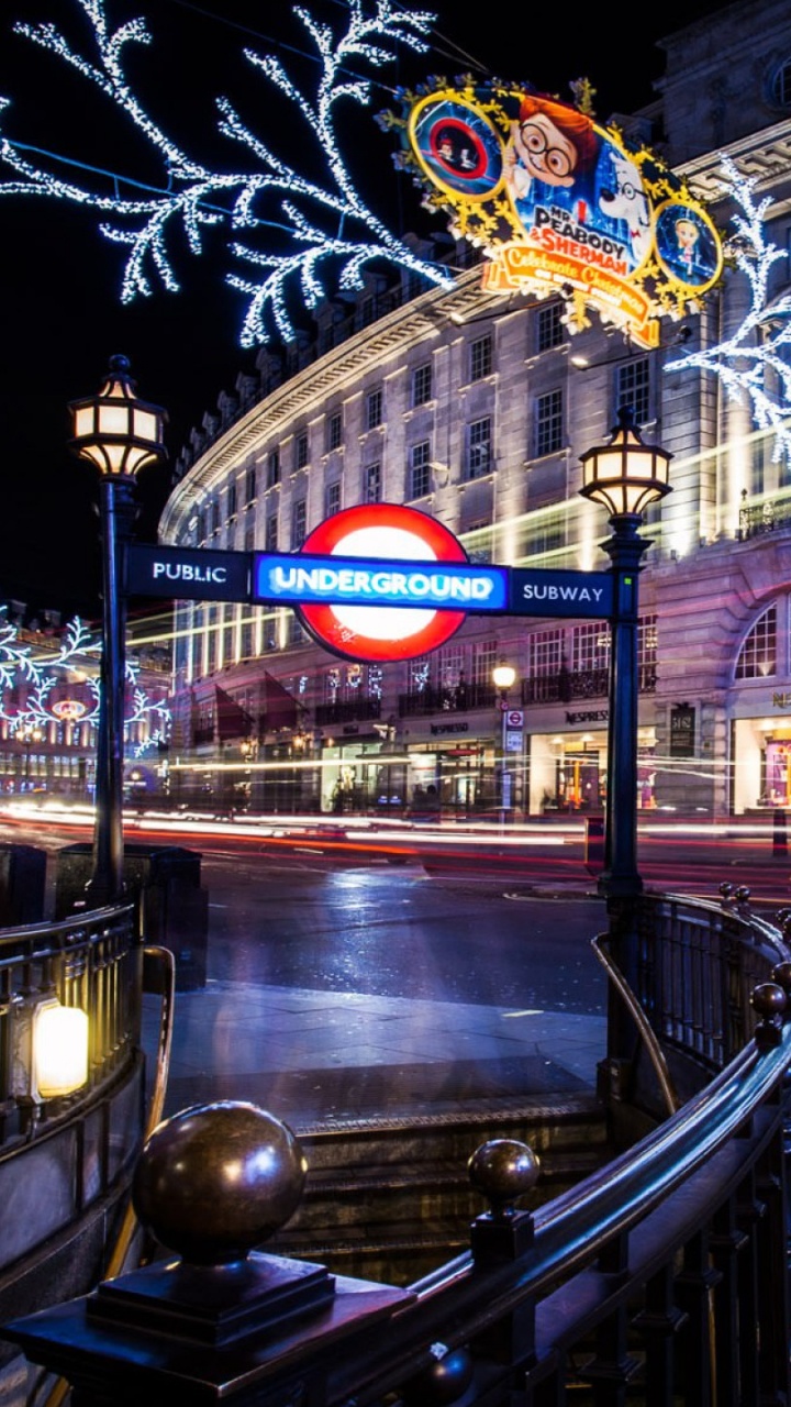 Обои ночь, ориентир, городской район, свет, метрополия в разрешении 720x1280