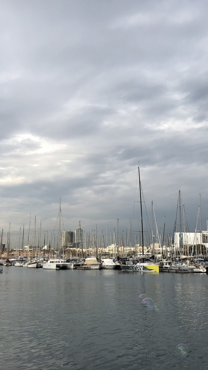 Обои Марина, вода, мачта, лодка, парусная шлюпка в разрешении 720x1280