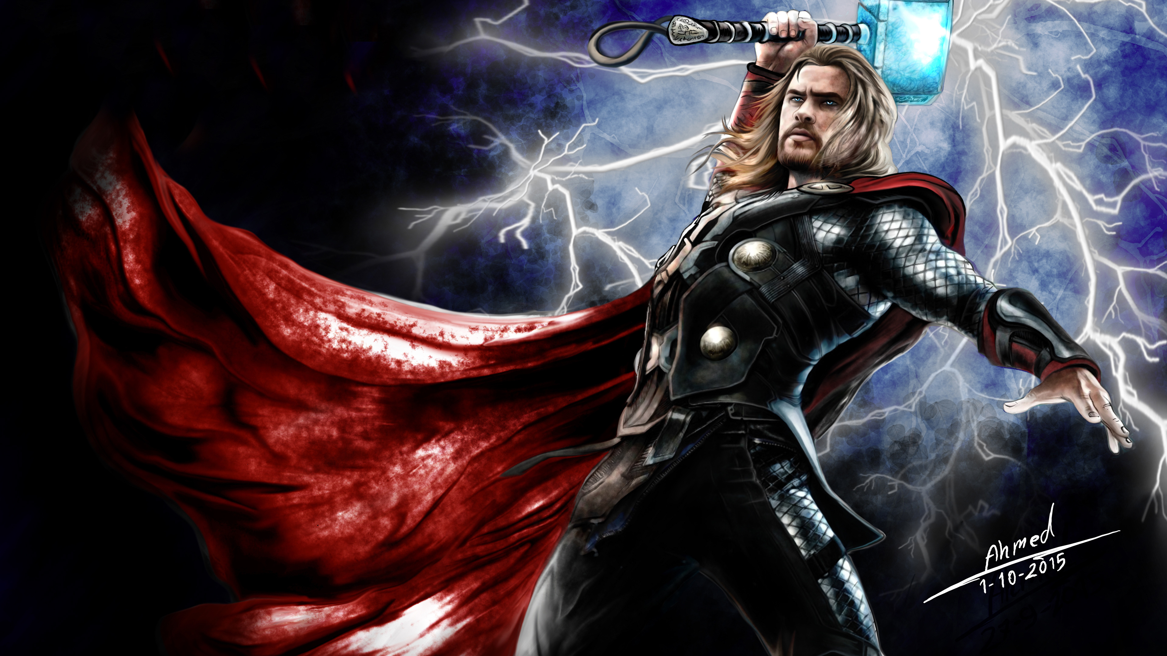 Обои ТОР, супергерой, Железный человек, Танос, арт в разрешении 3840x2160