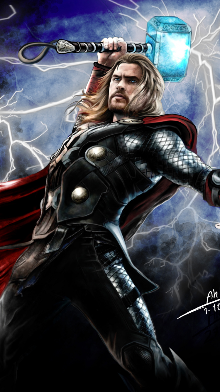 Обои ТОР, супергерой, Железный человек, Танос, арт в разрешении 750x1334