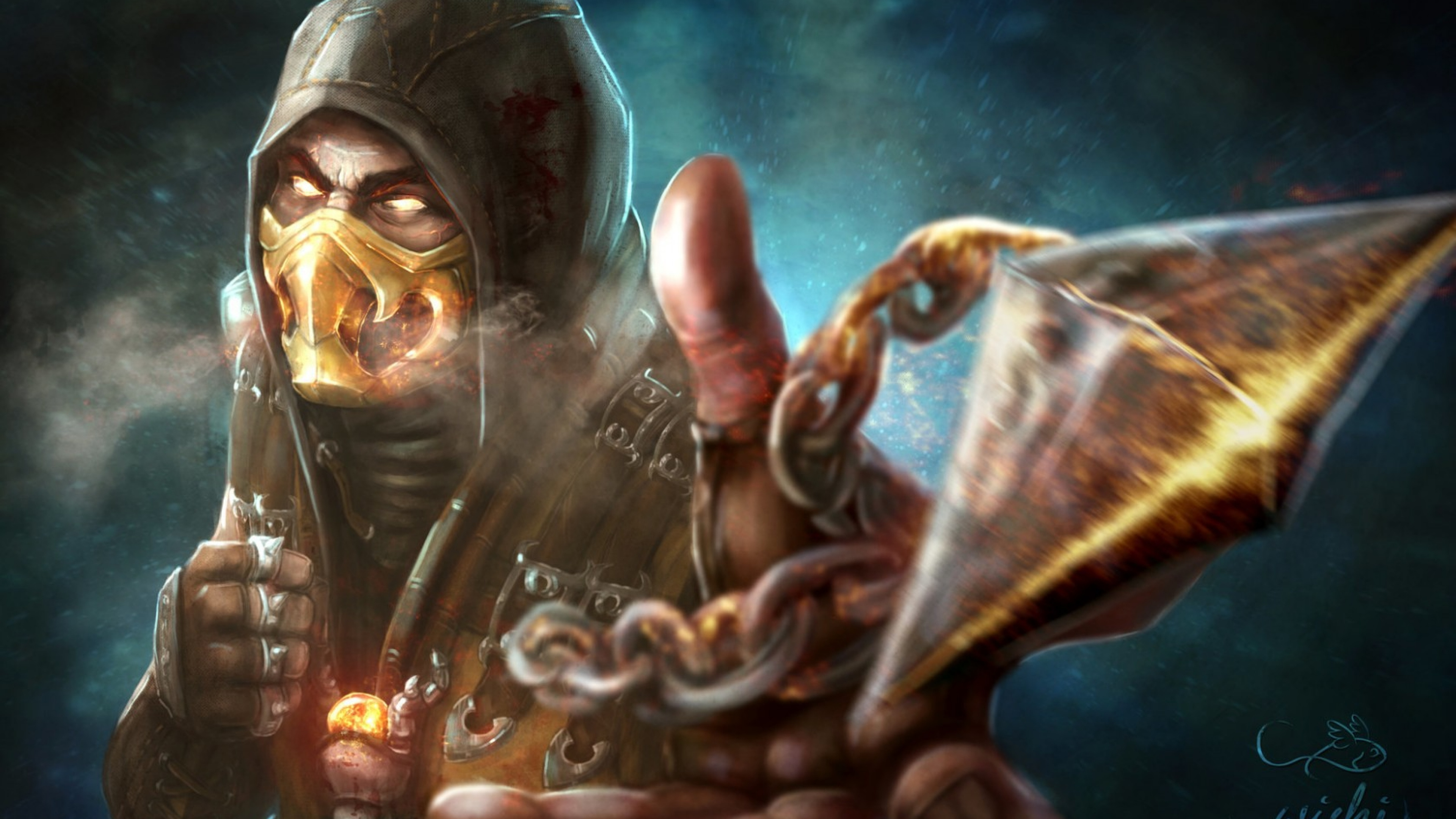 Обои mortal kombat x, Скорпион, Мортал Комбат 11, мортал комбат, человек в разрешении 3840x2160