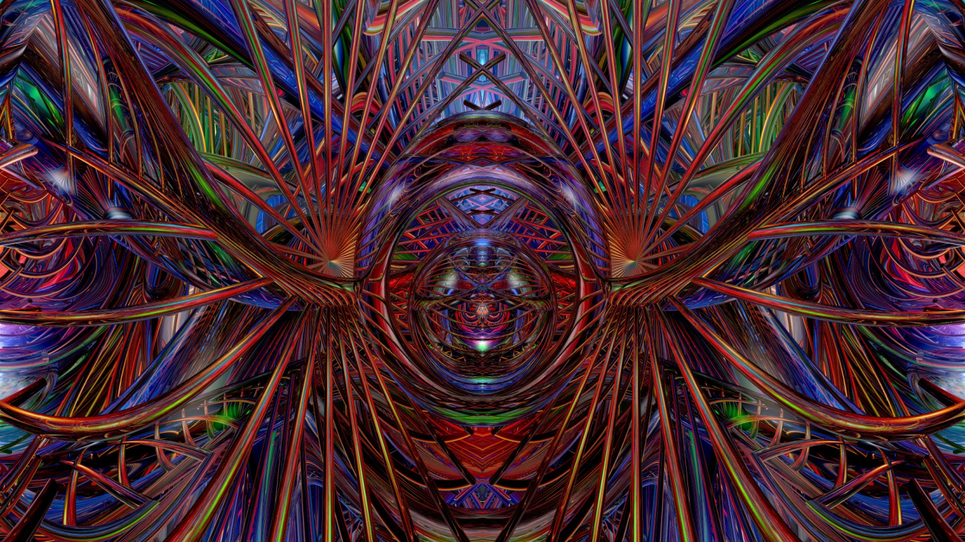 Обои фрактальное искусство, психоделическое искусство, калейдоскоп, симметрия, узор в разрешении 1366x768