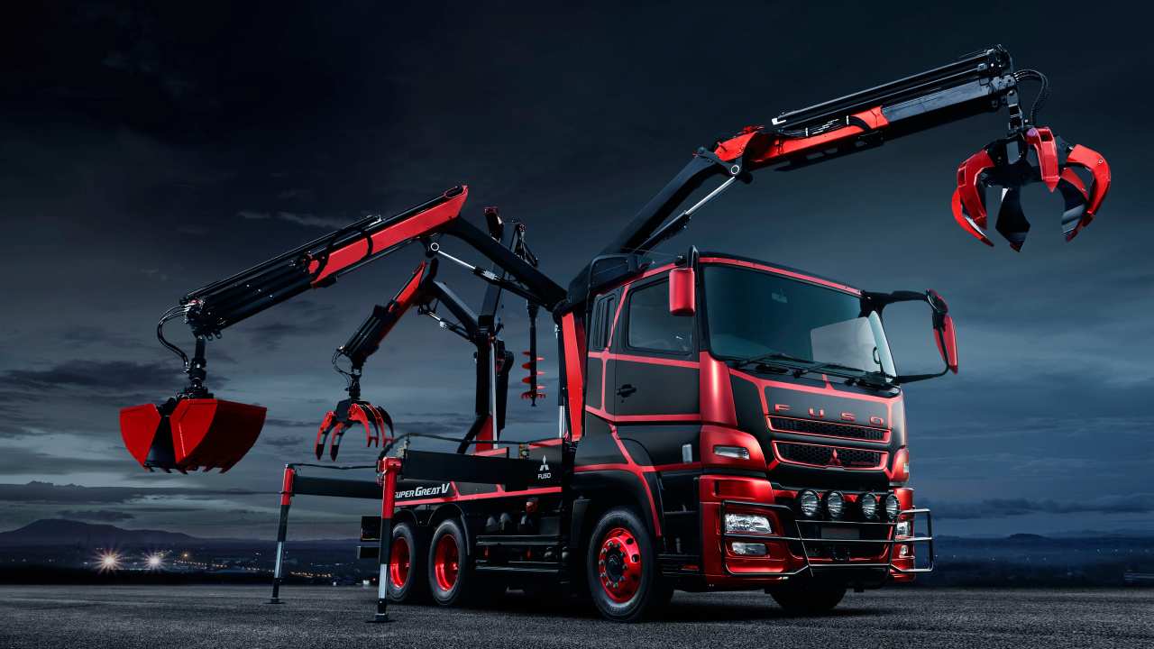 Обои Мицубиси фусо, Мицубиси Моторс, грузовик, транспорт, небо в разрешении 1280x720