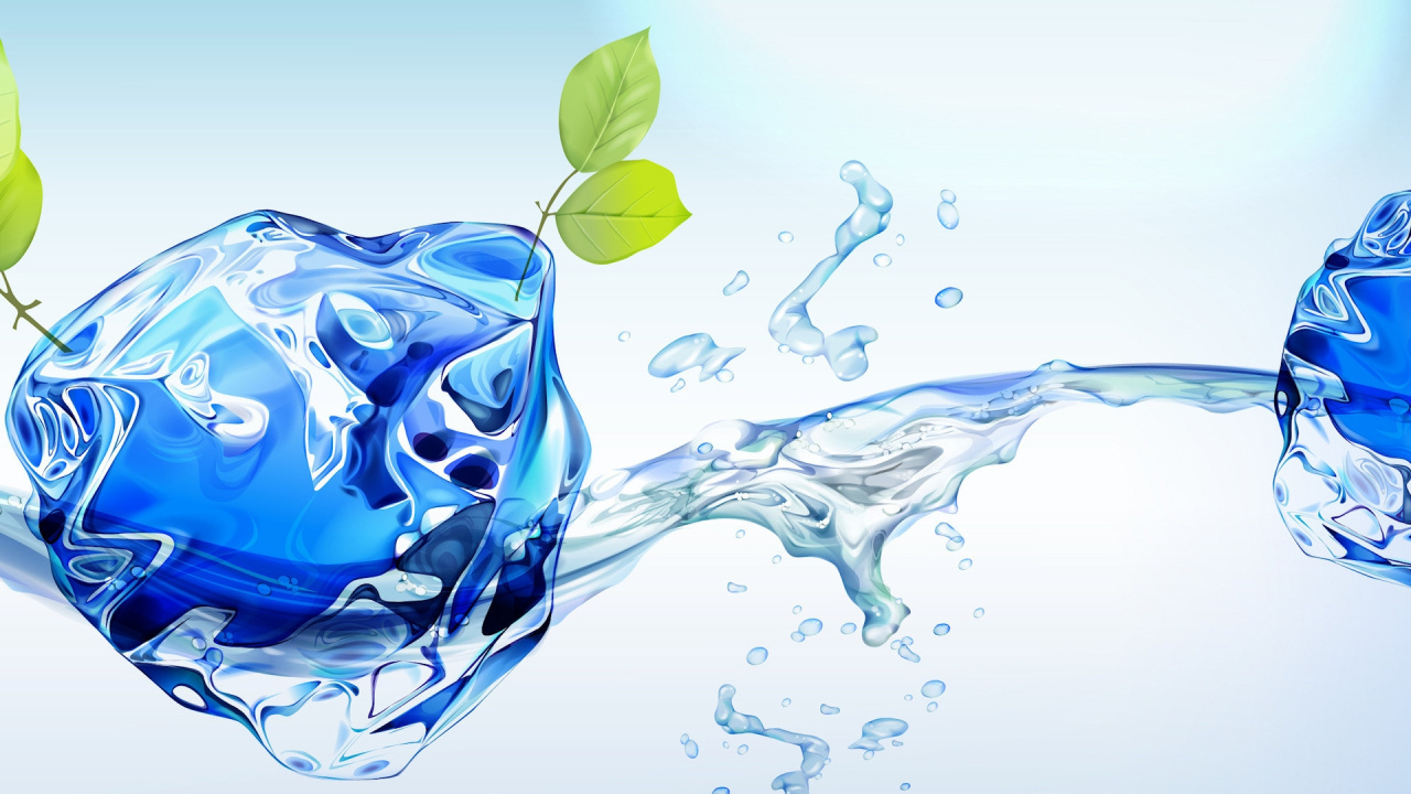 Обои вода, питьевая вода, кубик льда, гидроресурсы в разрешении 1280x720