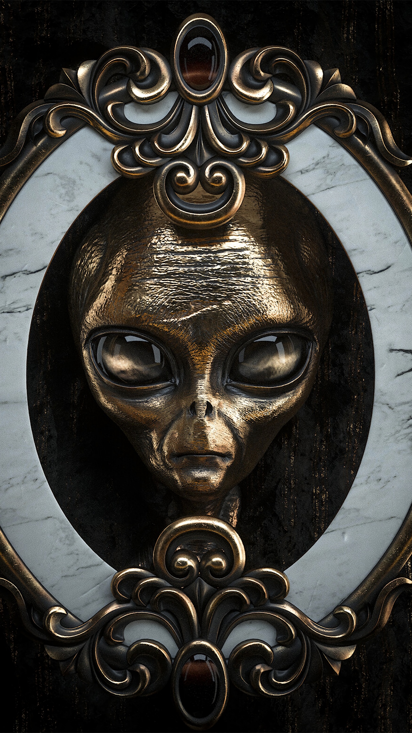 Обои голова, дверной молоток, латунь, металл, бронза в разрешении 1440x2560