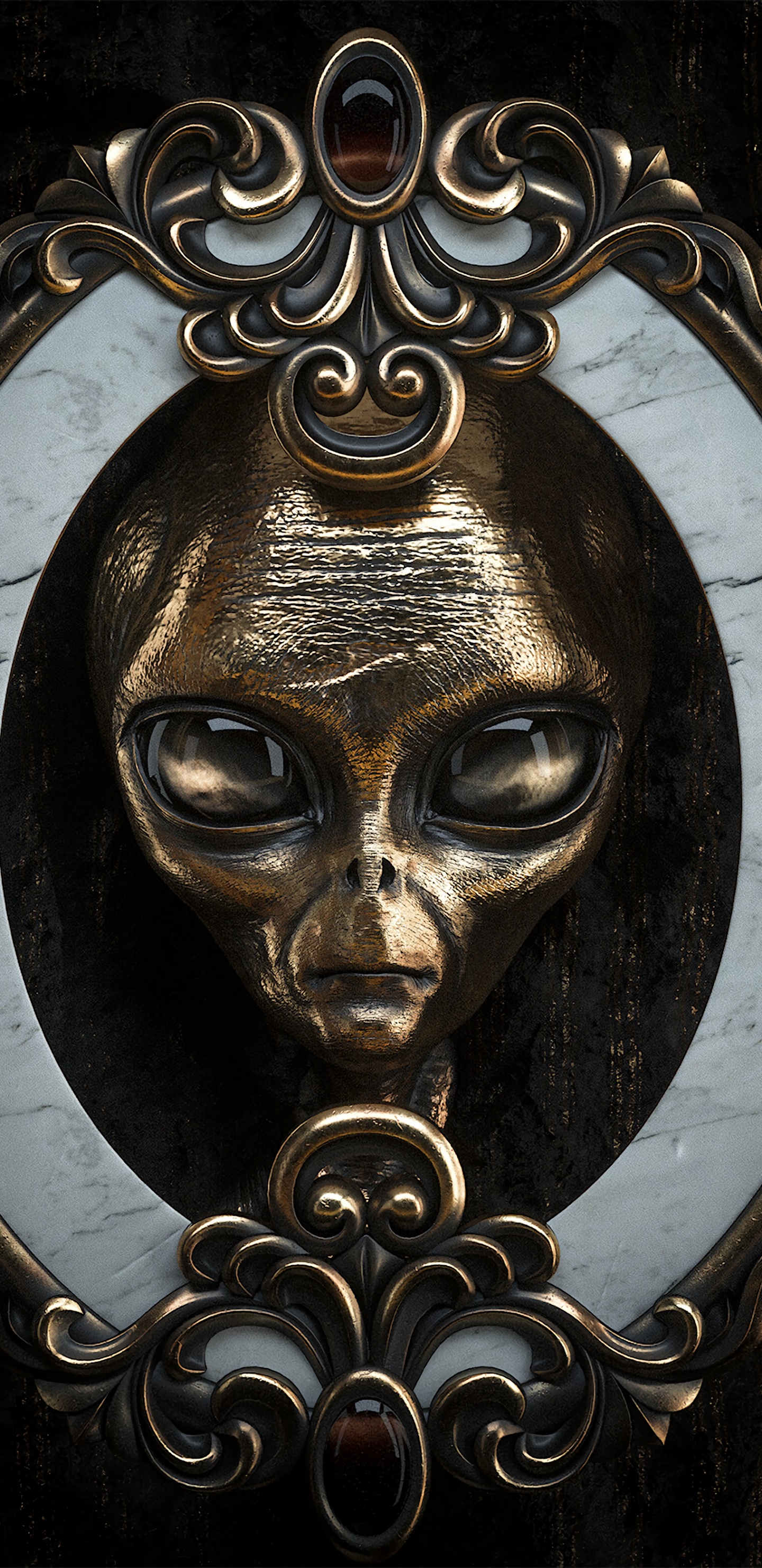 Обои голова, дверной молоток, латунь, металл, бронза в разрешении 1440x2960