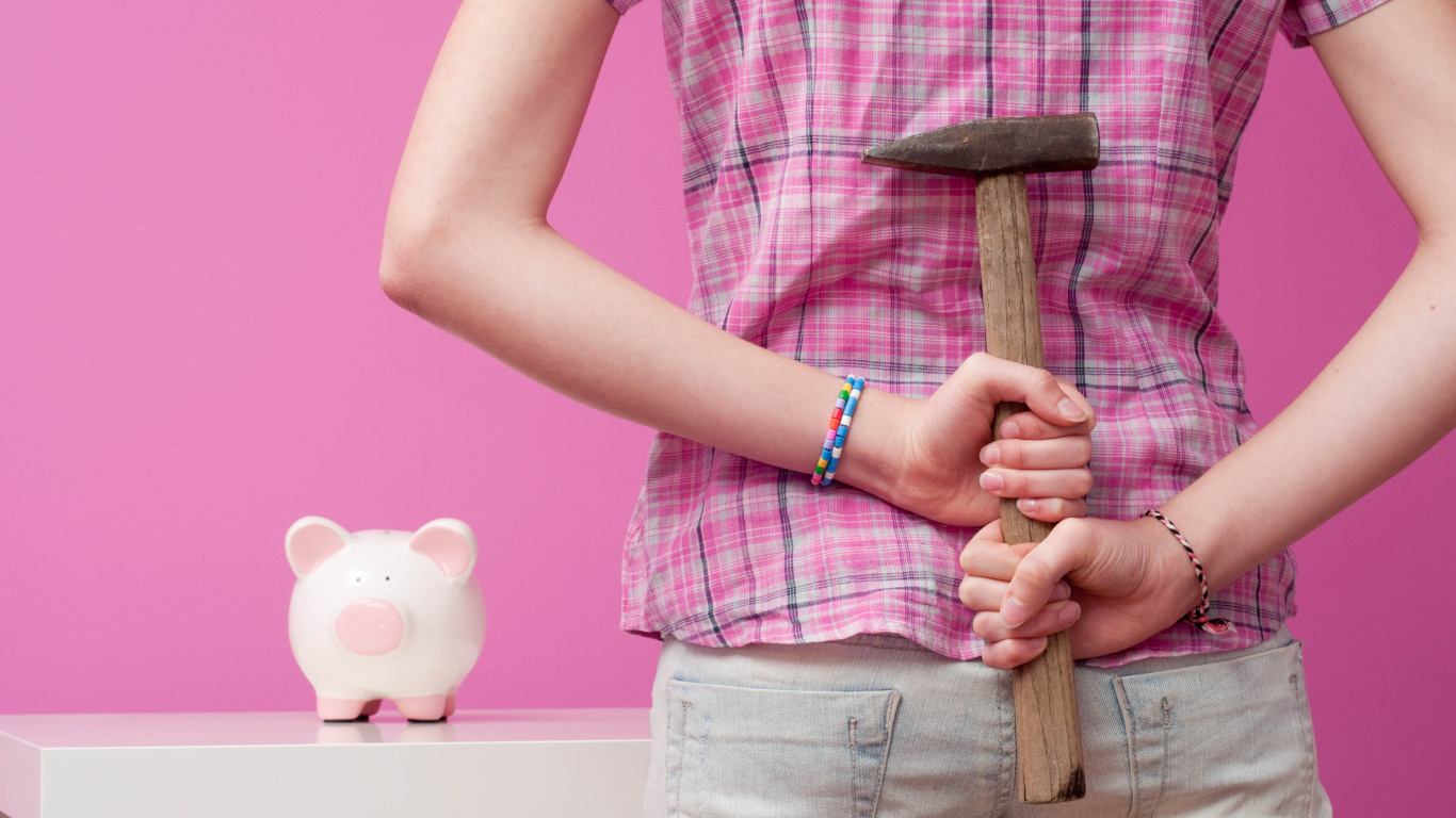 Обои розовый, ребенок, мизинец, экономия, Банк в разрешении 1366x768