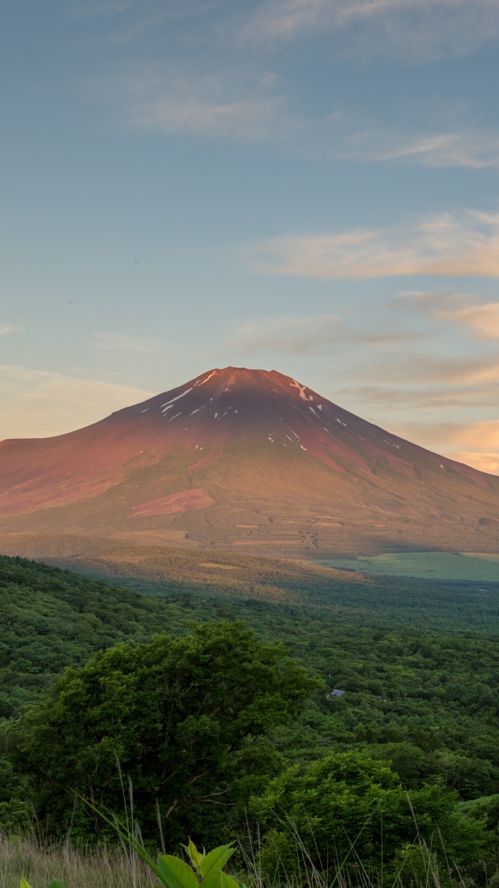 Обои гора Фудзи, гора, холм, нагорье, рассвет в разрешении 720x1280