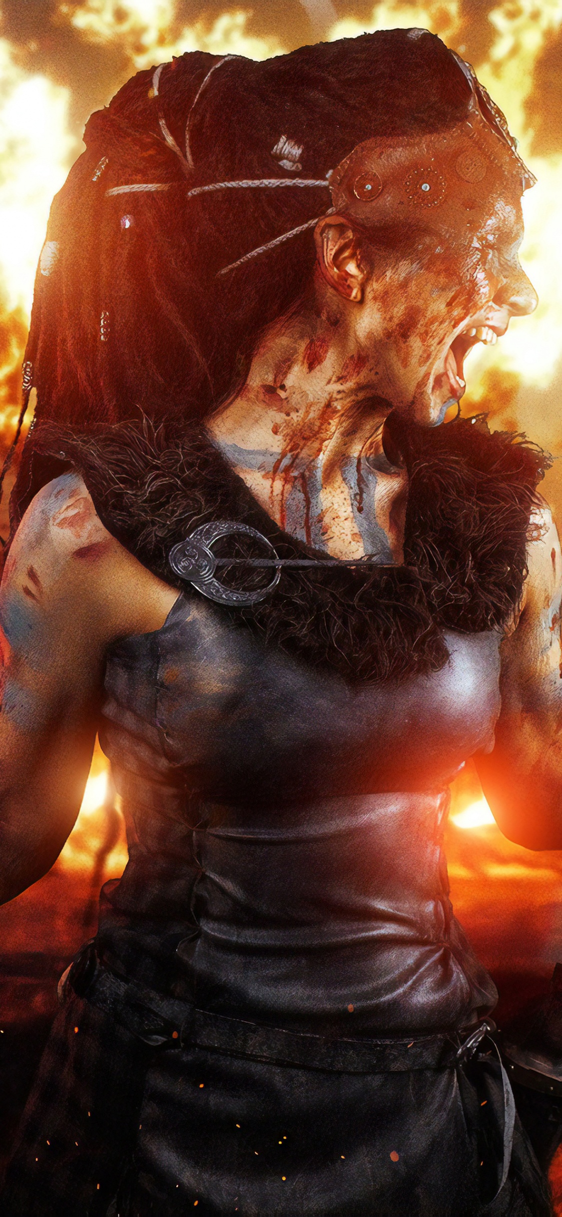 Обои fortnite, демон, тепло, огонь, вымышленный персонаж в разрешении 1125x2436