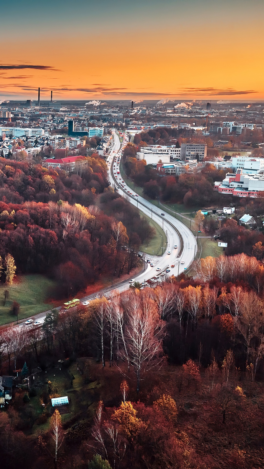 Обои природа, городской район, городской пейзаж, город, дорога в разрешении 1080x1920