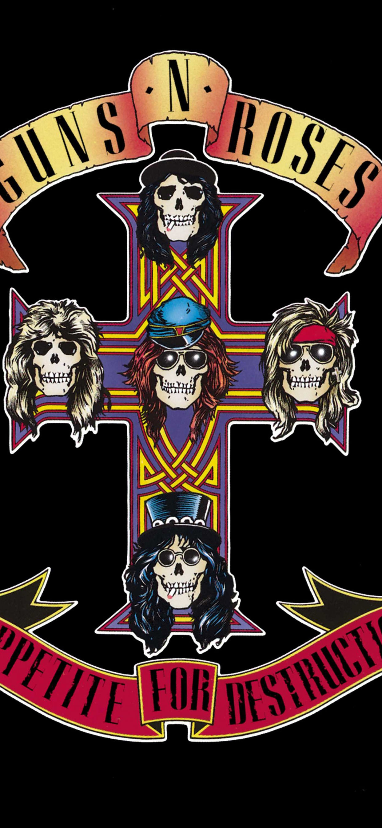 Обои Appetite for Destruction, Guns N Roses, тяжелый рок, Альбом, иллюстрация в разрешении 1242x2688