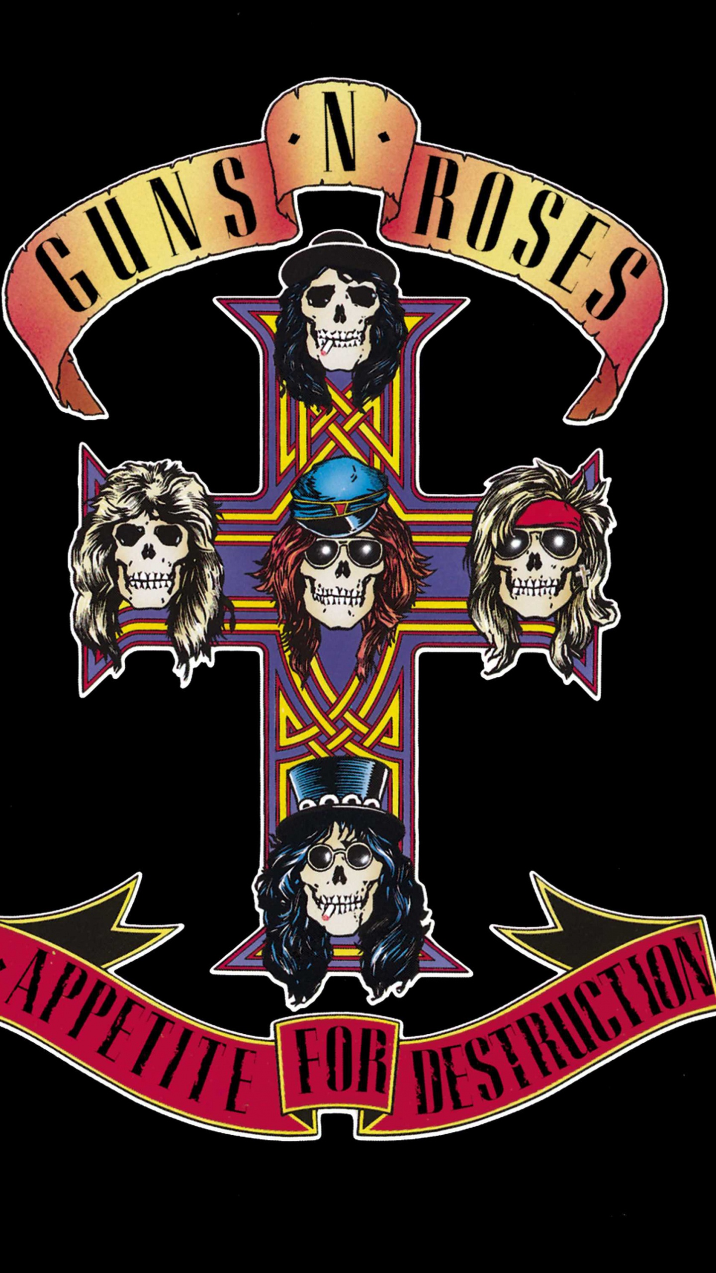 Обои Appetite for Destruction, Guns N Roses, тяжелый рок, Альбом, иллюстрация в разрешении 1440x2560