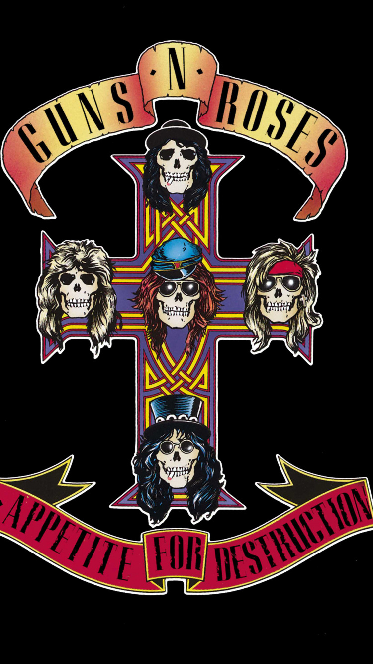 Обои Appetite for Destruction, Guns N Roses, тяжелый рок, Альбом, иллюстрация в разрешении 750x1334