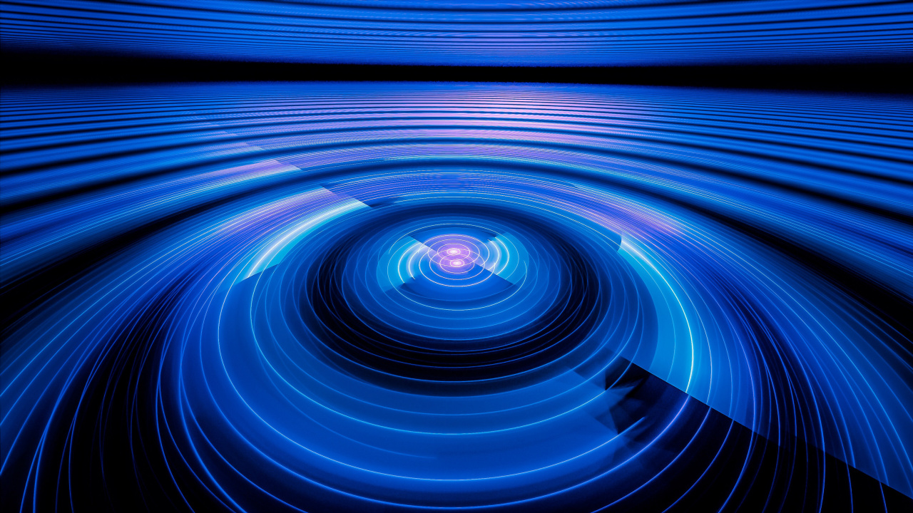 Обои пиксель, фрактальное искусство, синий, электрик, вихрь в разрешении 1280x720