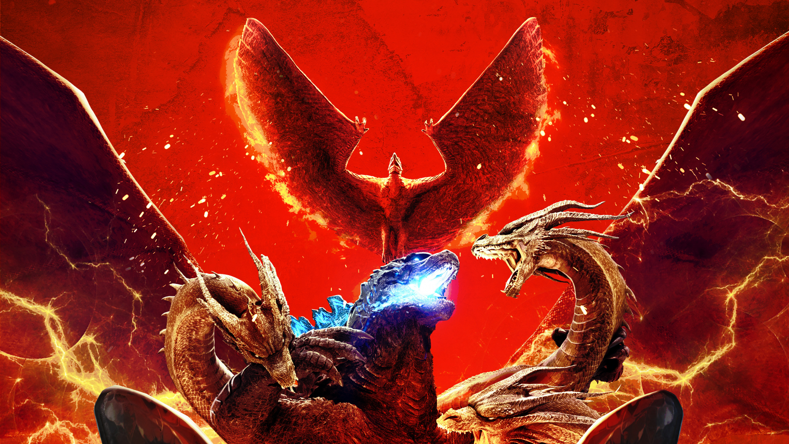 Обои мифология, Мотра, Годзилла, арт, Научная фантастика в разрешении 2560x1440