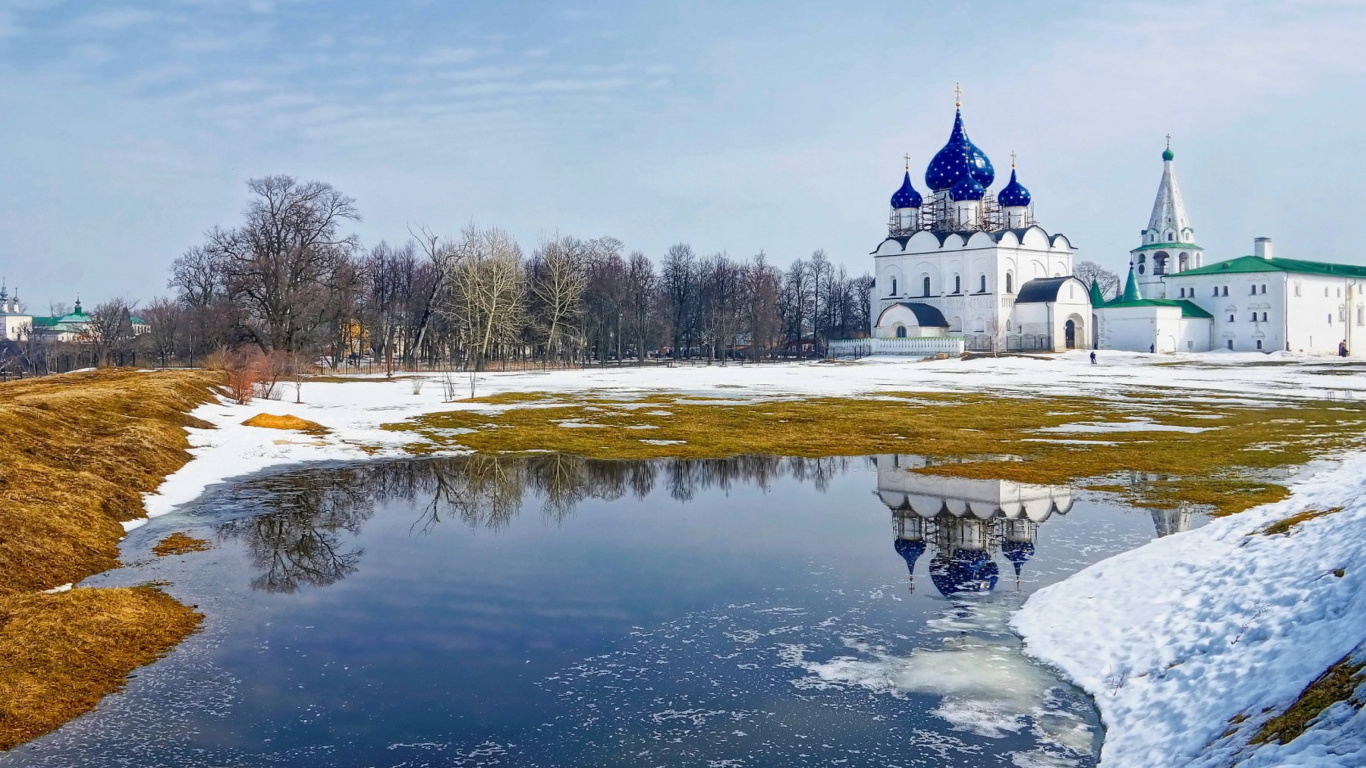 Обои природный ландшафт, ориентир, зима, отражение, замораживание в разрешении 1366x768