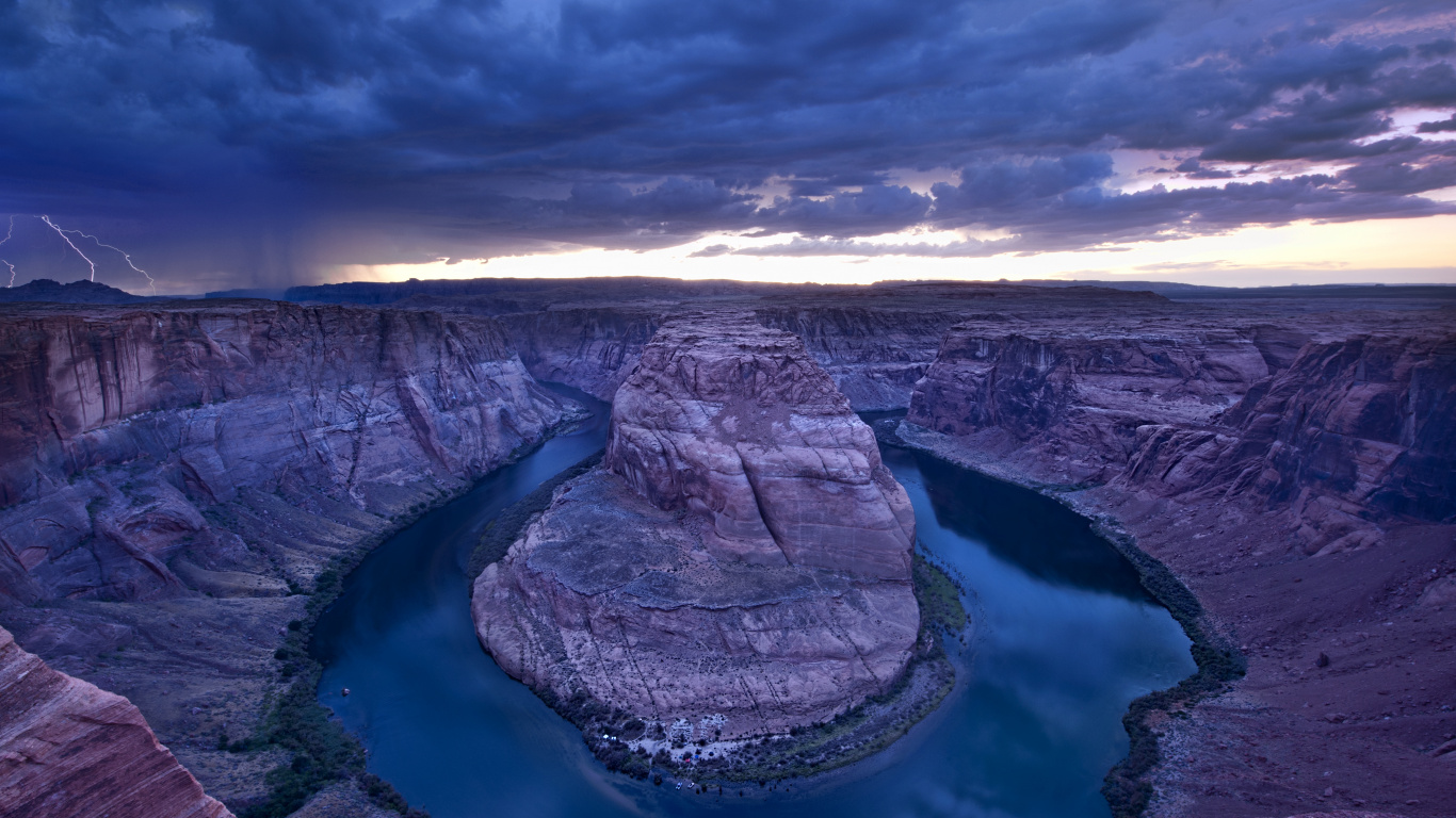 Обои хорсшу-бенд, река Колорадо, большой каньон, каньон, озеро Пауэлл в разрешении 1366x768