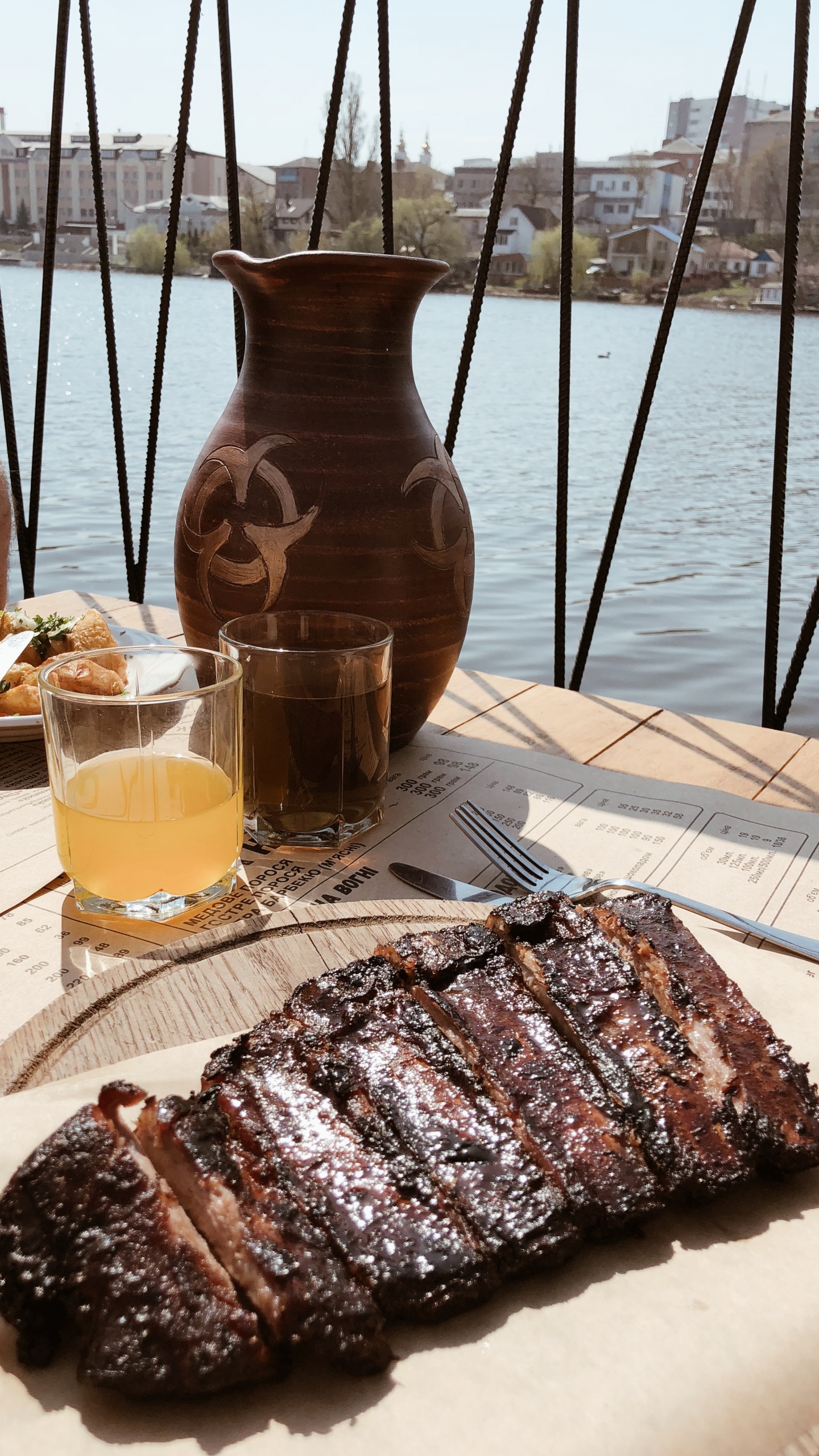 Обои бифштекс, Гриль, пища, говядина, напиток в разрешении 1440x2560