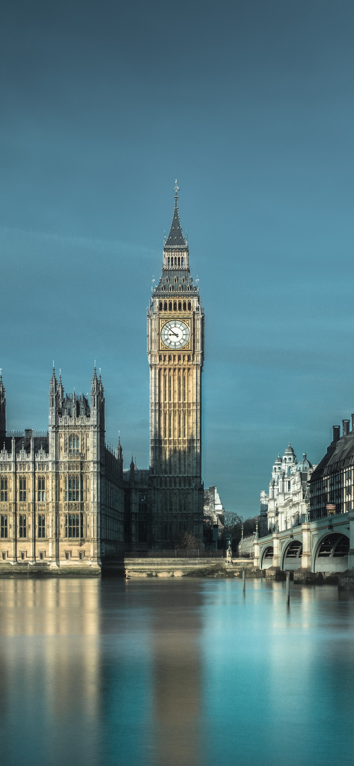 Обои здание парламента, Биг Бен, вестминстерский дворец, река темза, ориентир в разрешении 1242x2688