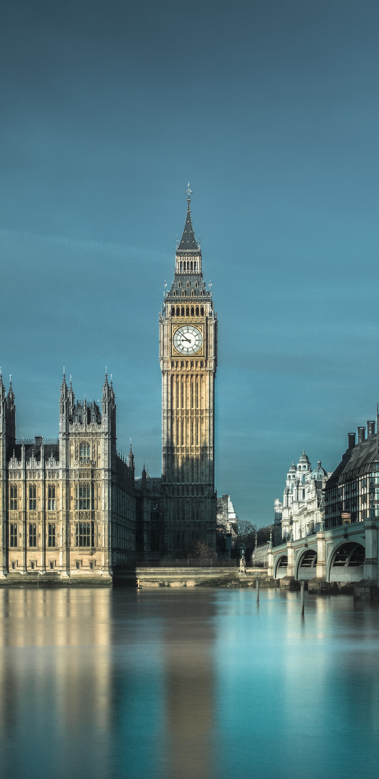 Обои здание парламента, Биг Бен, вестминстерский дворец, река темза, ориентир в разрешении 1440x2960