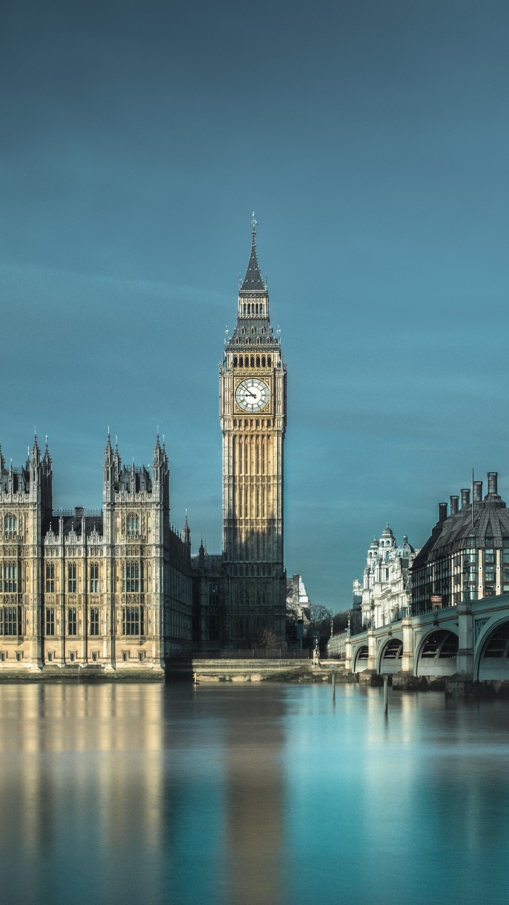 Обои здание парламента, Биг Бен, вестминстерский дворец, река темза, ориентир в разрешении 720x1280