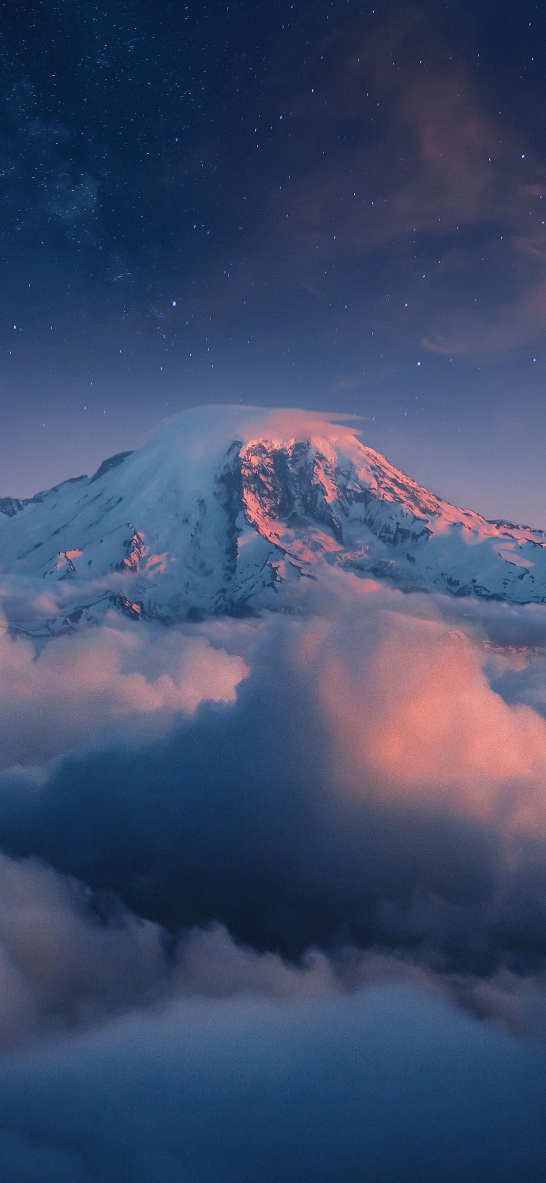 Обои гора, природа, горный хребет, атмосфера, облако в разрешении 1125x2436