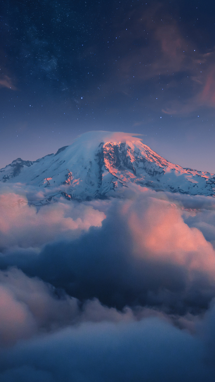 Обои гора, природа, горный хребет, атмосфера, облако в разрешении 750x1334