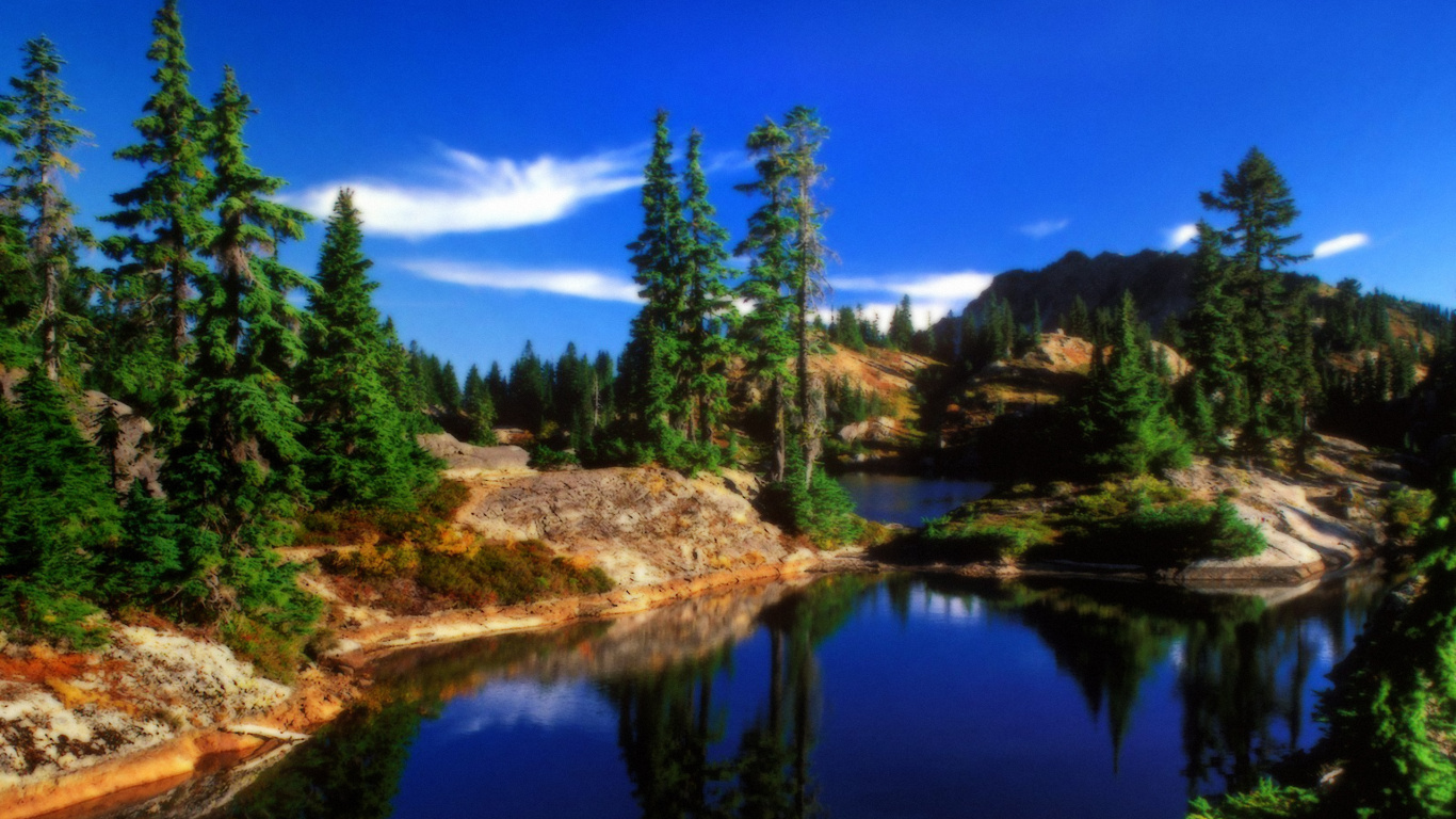 Обои природа, отражение, дикая местность, вода, озеро в разрешении 1366x768