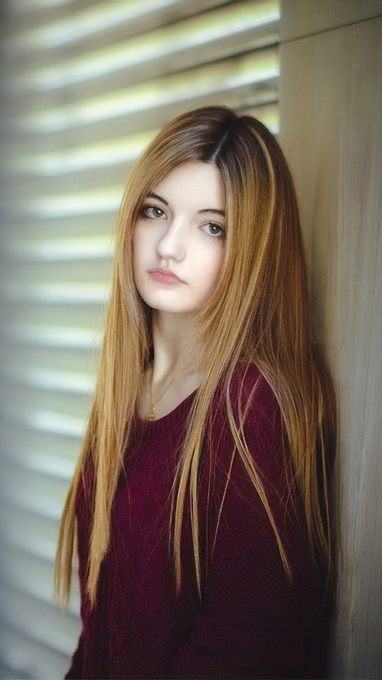 Обои красота, волосы, красный цвет, прическа, длинные волосы в разрешении 750x1334