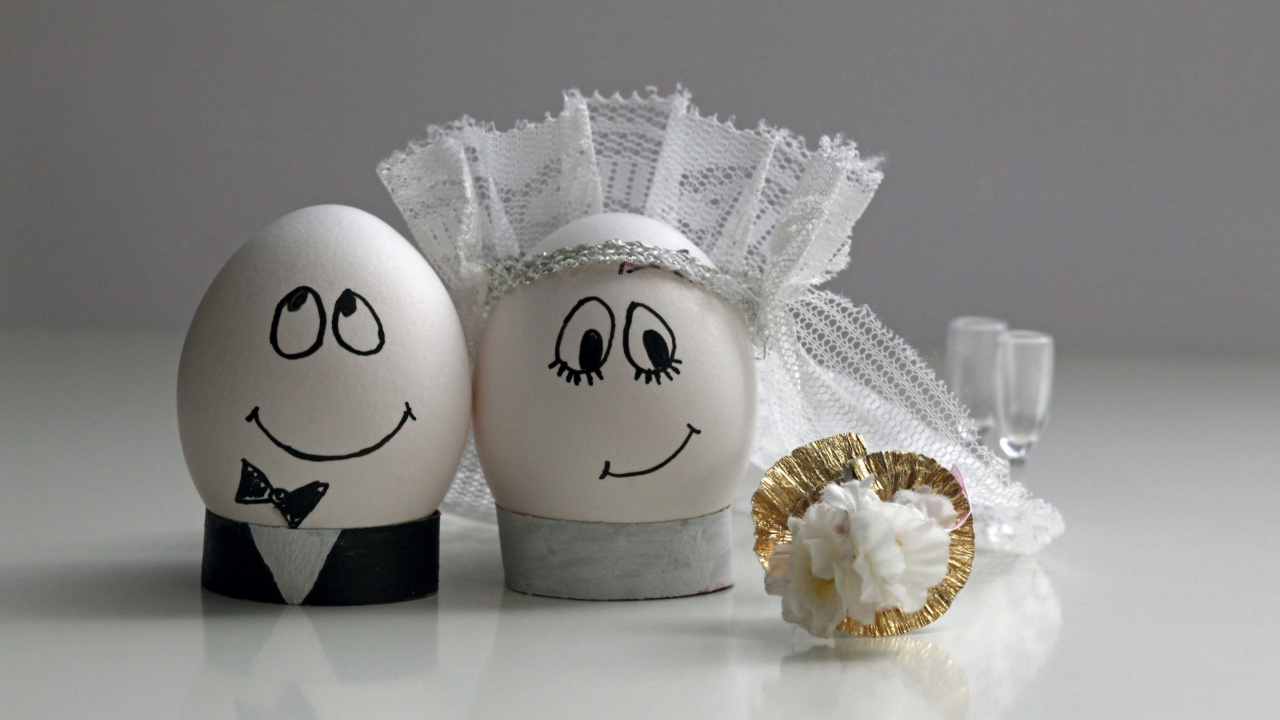 Обои жених, свадьба, пасхальное яйцо, привычная пища, яйцо в разрешении 1280x720