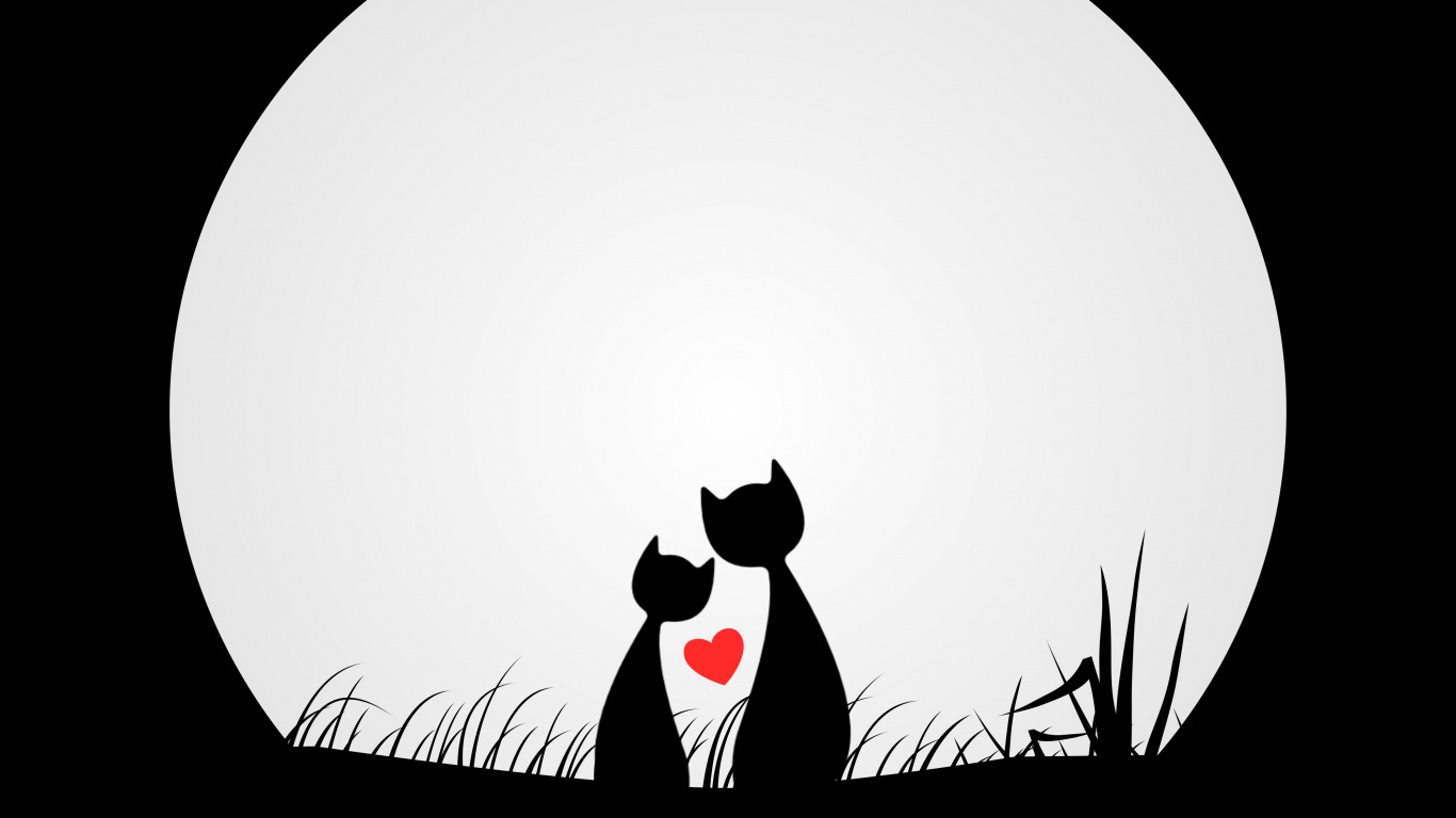 Обои мультфильм, иллюстрация, медведь, хорек, силуэт в разрешении 1366x768