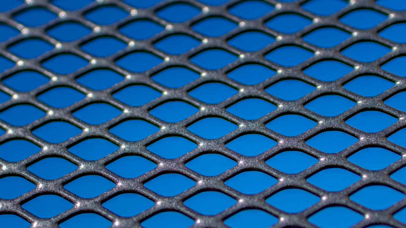 Обои металл, текстура, орнамент, синий, ячейка в разрешении 1366x768