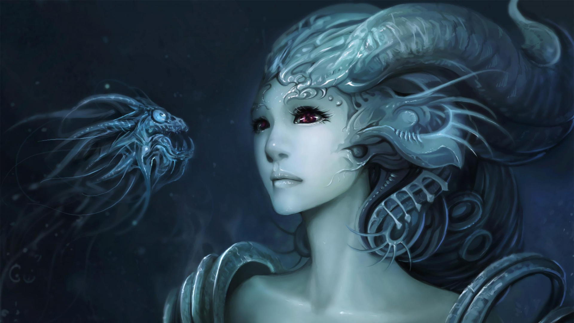 Обои фея, фэнтези, фантастическое искусство, темнота, мифология в разрешении 1920x1080