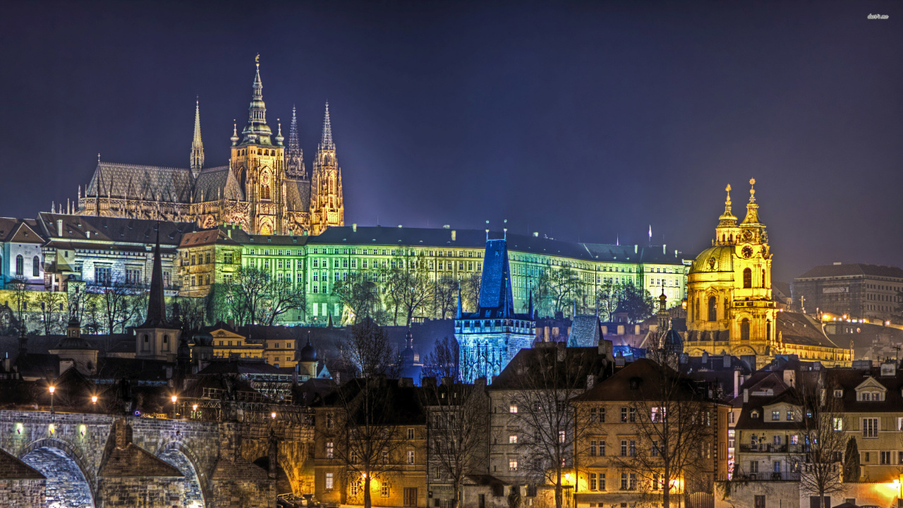 Обои ночь, ориентир, город, метрополия, городской район в разрешении 1280x720