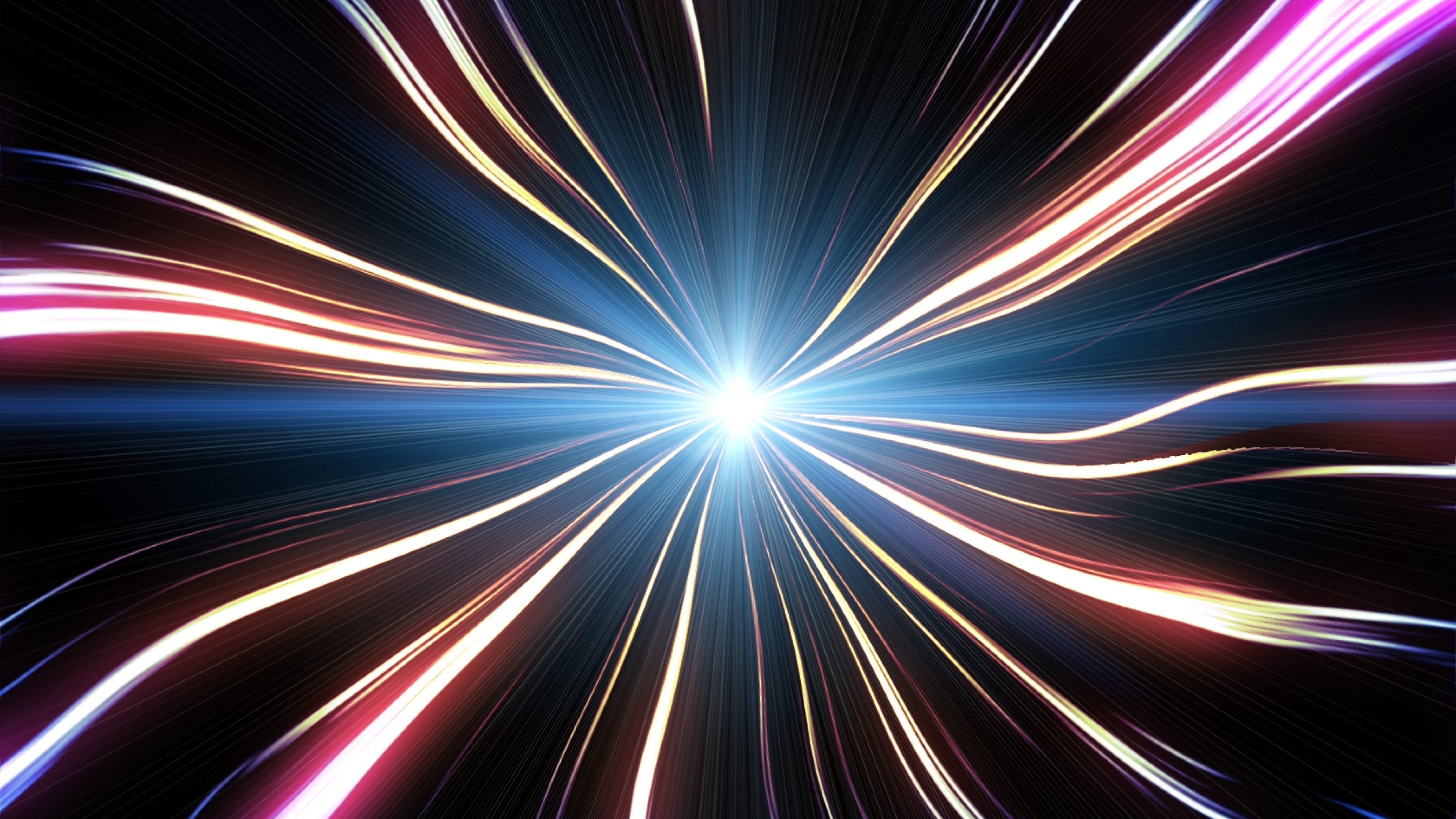 Обои свет, линия, графика, фрактальное искусство, космос в разрешении 3840x2160