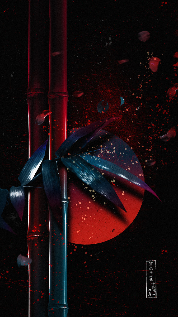 Обои темнота, жидкий, автомобильное освещение, красный цвет, дерево в разрешении 750x1334