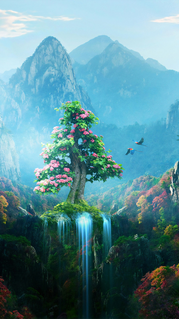 Обои природный ландшафт, природа, горный рельеф, гора, растительность в разрешении 750x1334