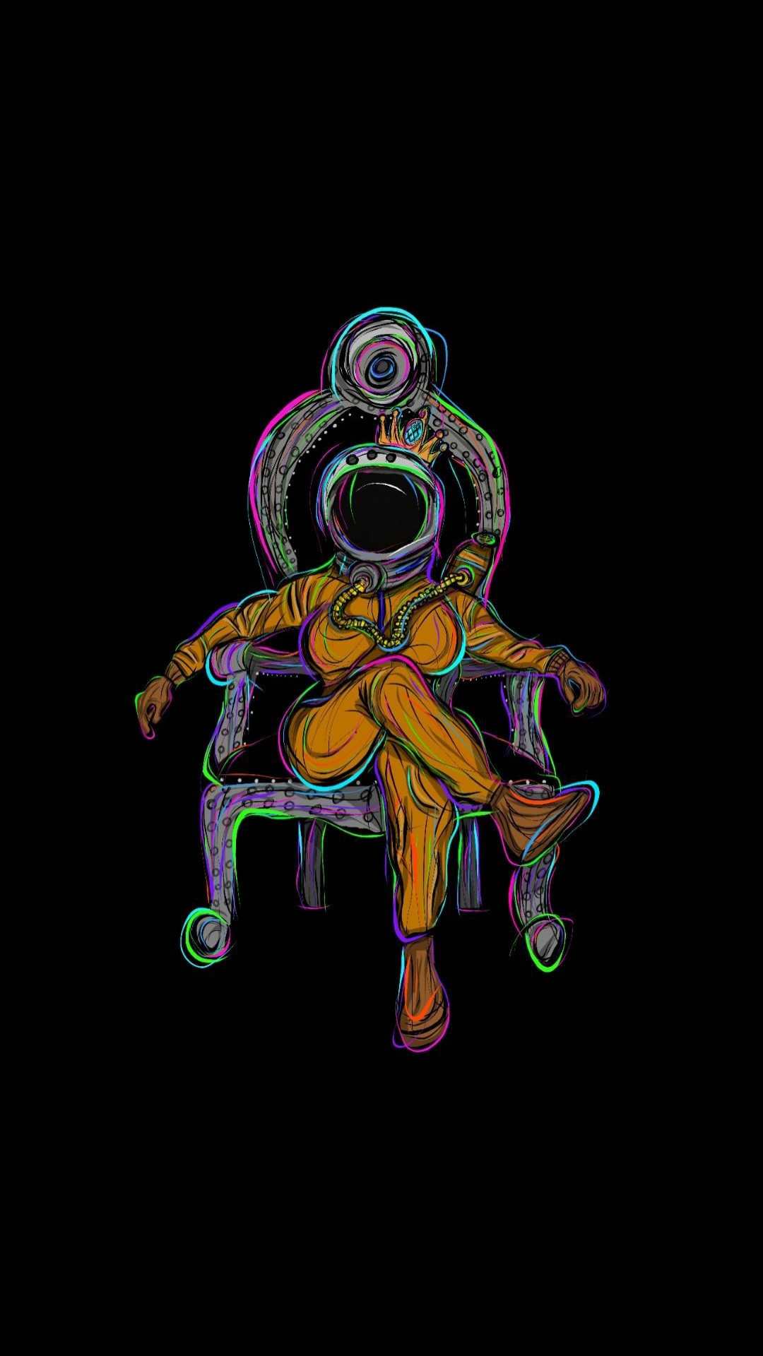 Обои астронавт, амолед, арт, в горах безумия, рисование в разрешении 1080x1920