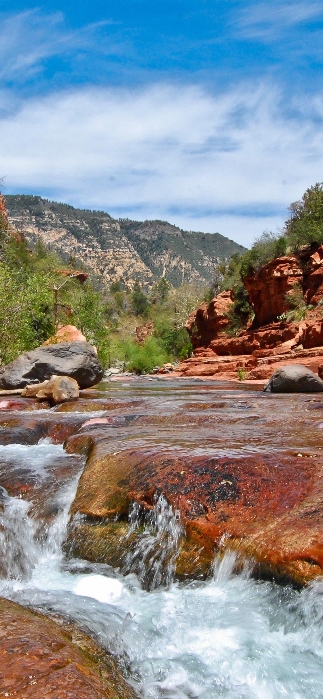 Обои Слайд Рок Стэйт Парк, Ок Крик Каньон, природа, поток, вода в разрешении 1125x2436