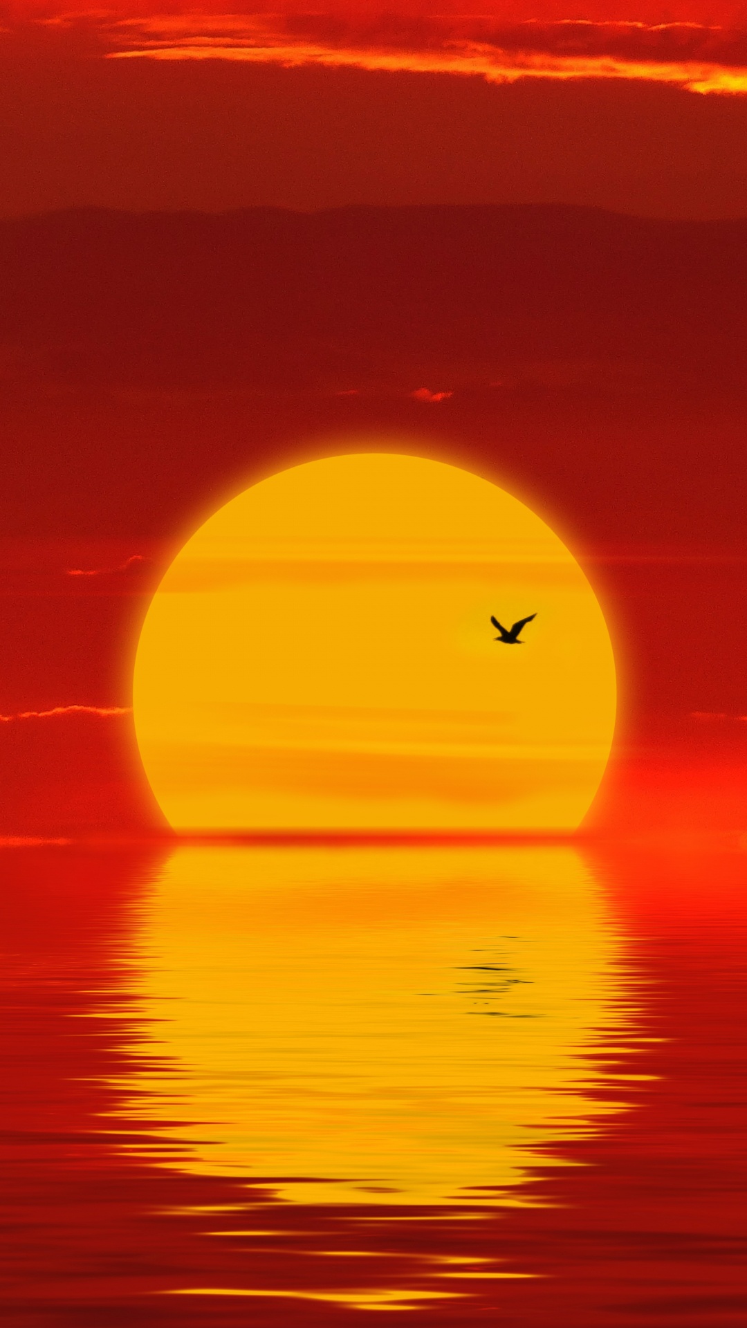 Обои закат, горизонт, послесвечение, красный цвет, Апельсин в разрешении 1080x1920