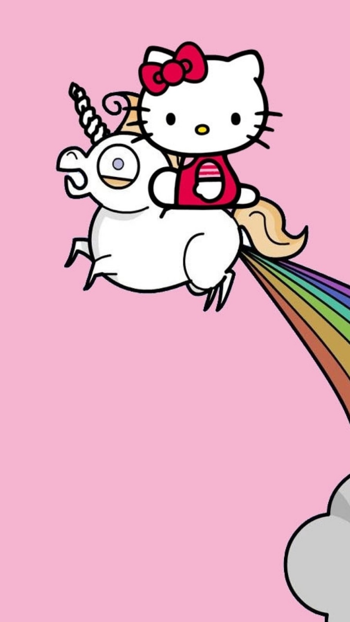 Обои привет Китти, Санрио, мультфильм, розовый, иллюстрация в разрешении 720x1280