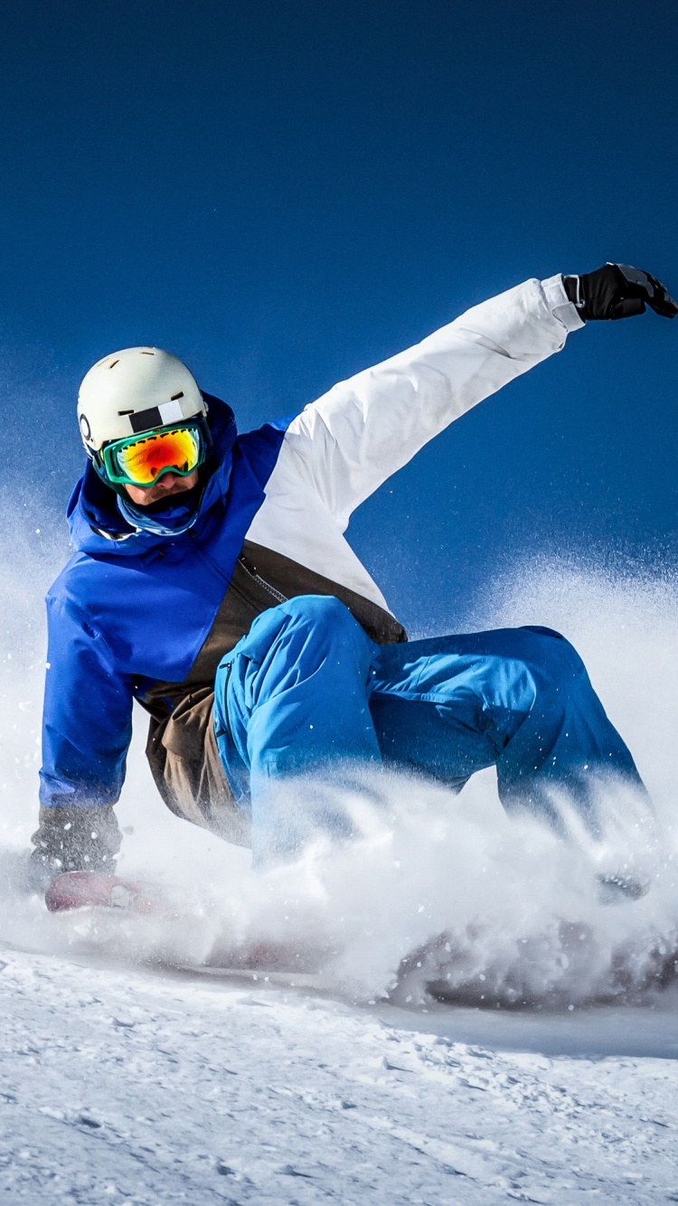 Обои сноуборд, лыжи, лыжник, снег, экстремальный вид спорта в разрешении 750x1334